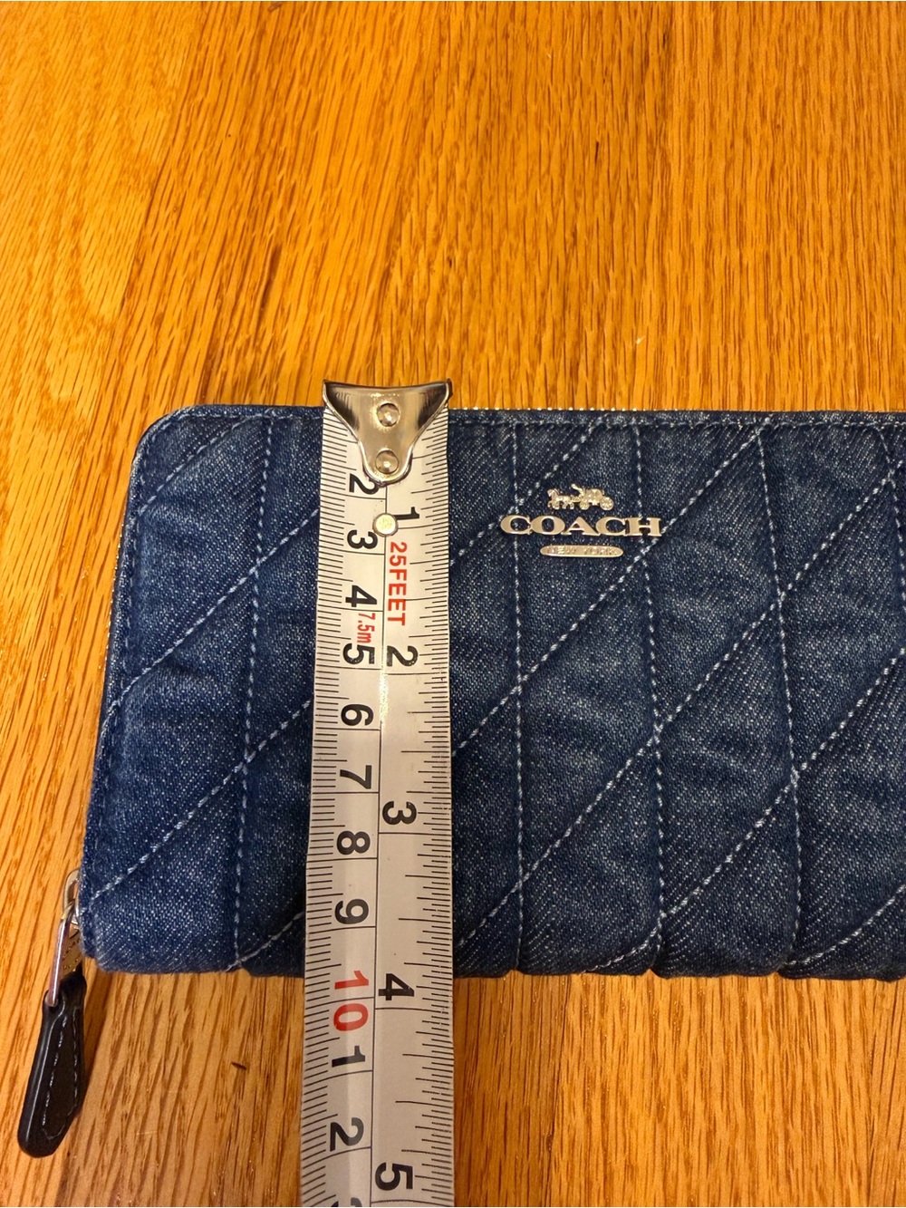 Coach Quilted Denim Zip-Around Wallet in Dark Blue - Picture 5 of 9